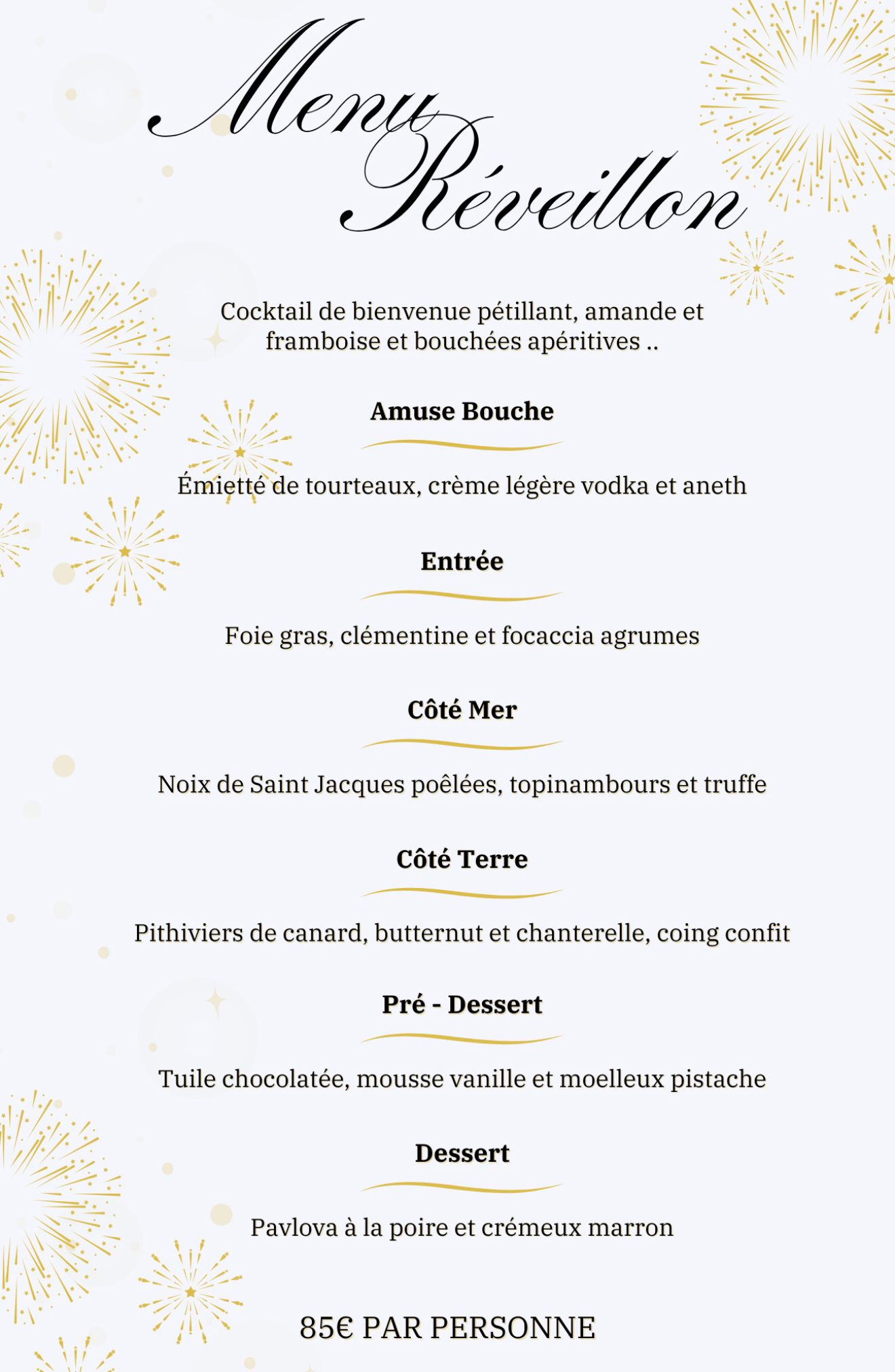 Menu réveillon au Pt'it Mercier Menu réveillon au Restaurant Le Pt'it Mercier