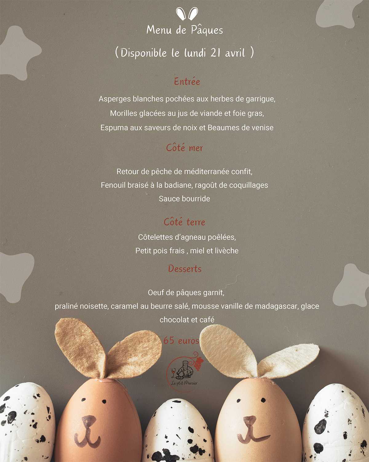 MENU PÂQUES LE PTIT MERCIER